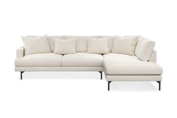 Menard 4-sits Högervänd L-formad Schäslongsoffa i Sammet - Krämvit - Möbler - Soffa - Divansoffa & schäslongsoffa - 4 sits soffa med divan