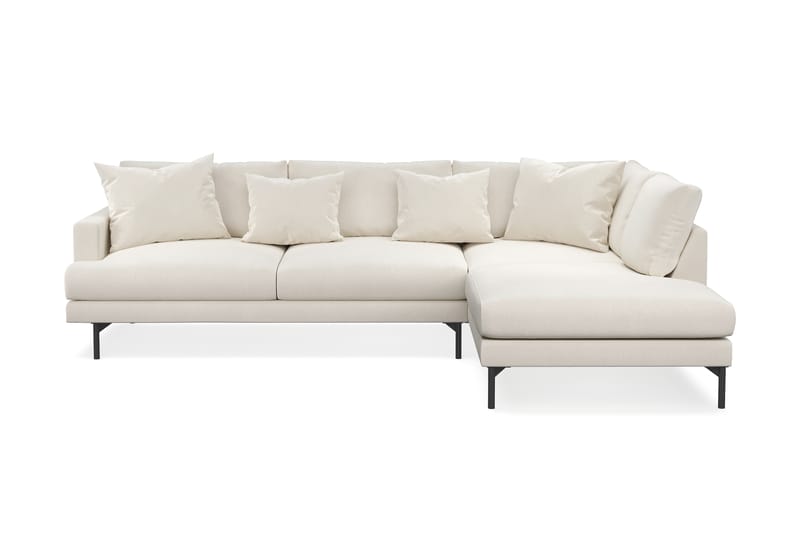 Menard 4-sits Högervänd L-formad Schäslongsoffa i Sammet - Krämvit - Möbler - Soffa - Divansoffa & schäslongsoffa - 4 sits soffa med divan