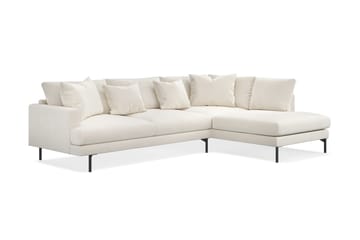 Menard 4-sits Högervänd L-formad Schäslongsoffa i Sammet - Krämvit - Möbler - Soffa - Divansoffa & schäslongsoffa - 4 sits soffa med divan