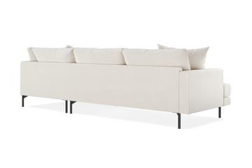 Menard 4-sits Högervänd L-formad Schäslongsoffa i Sammet - Krämvit - Möbler - Soffa - Divansoffa & schäslongsoffa - 4 sits soffa med divan