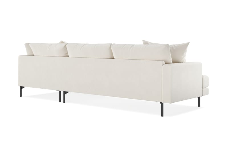 Menard 4-sits Högervänd L-formad Schäslongsoffa i Sammet - Krämvit - Möbler - Soffa - Divansoffa & schäslongsoffa - 4 sits soffa med divan