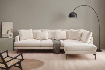 Menard 4-sits Högervänd L-formad Schäslongsoffa i Sammet - Krämvit - Möbler - Soffa - Divansoffa & schäslongsoffa - 4 sits soffa med divan
