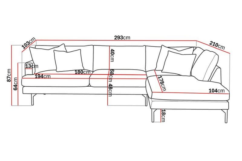 Menard 4-sits Högervänd L-formad Schäslongsoffa i Tyg - Beige - Möbler - Soffa - Divansoffa & schäslongsoffa - 4 sits soffa med divan