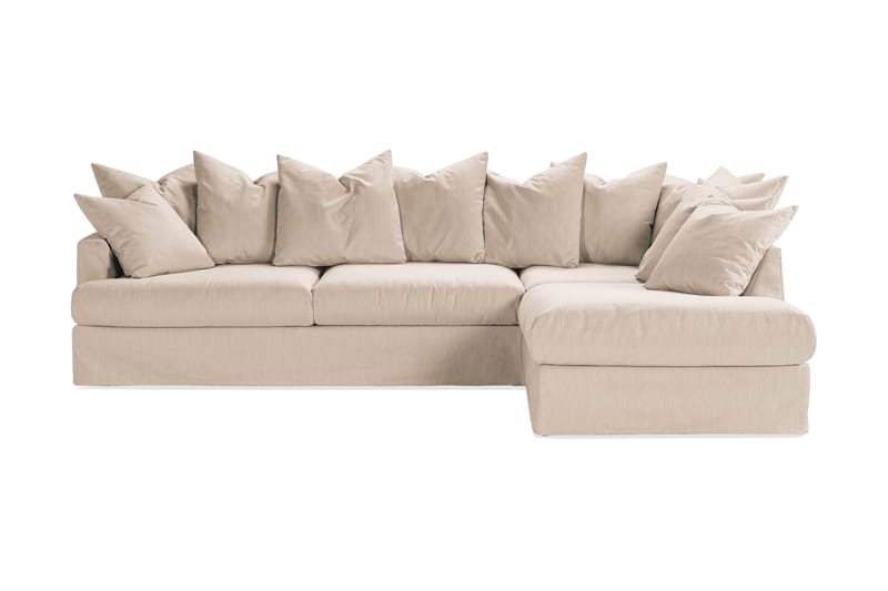 Menard 4-sits Högervänd L-formad Schäslongsoffa i Tyg - Beige - Möbler - Soffa - Divansoffa & schäslongsoffa - 4 sits soffa med divan
