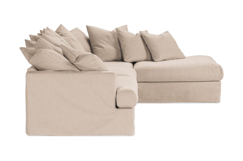 Menard 4-sits Högervänd L-formad Schäslongsoffa i Tyg - Beige - Möbler - Soffa - Divansoffa & schäslongsoffa - 4 sits soffa med divan