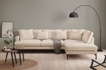 Menard 4-sits Högervänd L-formad Schäslongsoffa i Tyg - Beige - Möbler - Soffa - Divansoffa & schäslongsoffa - 4 sits soffa med divan