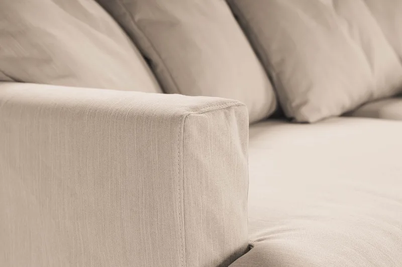 Menard 4-sits Högervänd L-formad Schäslongsoffa i Tyg - Beige - Möbler - Soffa - Divansoffa & schäslongsoffa - 4 sits soffa med divan