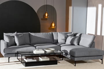 Menard 4-sits Högervänd L-formad Schäslongsoffa i Tyg - Grå - Möbler - Soffa - Divansoffa & schäslongsoffa - 4 sits soffa med divan