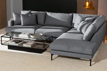 Menard 4-sits Högervänd L-formad Schäslongsoffa i Tyg - Grå - Möbler - Soffa - Divansoffa & schäslongsoffa - 4 sits soffa med divan