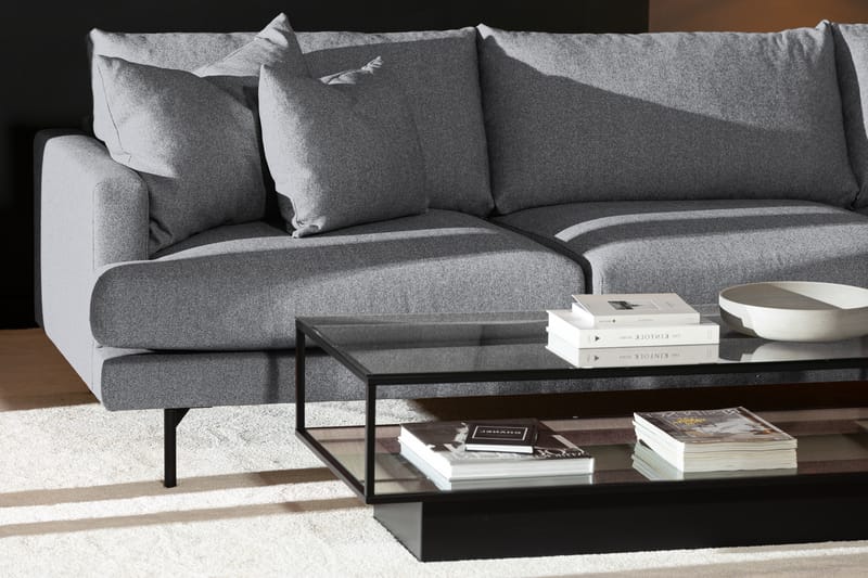 Menard 4-sits Högervänd L-formad Schäslongsoffa i Tyg - Grå - Möbler - Soffa - Divansoffa & schäslongsoffa - 4 sits soffa med divan
