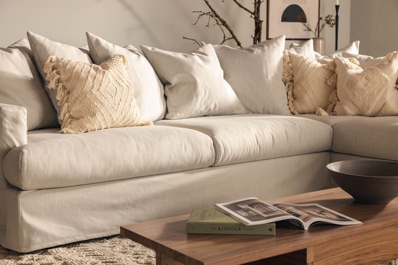 Menard 4-sits Högervänd L-formad Schäslongsoffa i Tyg - Ljusgrå - Möbler - Soffa - Divansoffa & schäslongsoffa - 4 sits soffa med divan