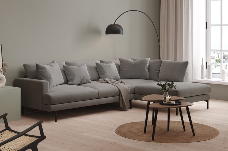 Menard 4-sits Högervänd L-formad Schäslongsoffa i Tyg - Mörkgrå - Möbler - Soffa - Divansoffa & schäslongsoffa - 4 sits soffa med divan
