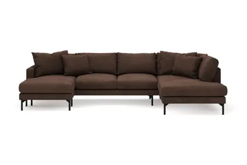 Menard 4-sits Högervänd Stor U-formad Djup Soffa med Divan och Schäslong i Manchester - Brun - Möbler - Soffa - Divansoffa & schäslongsoffa - 4 sits soffa med divan