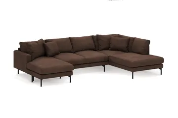 Menard 4-sits Högervänd Stor U-formad Djup Soffa med Divan och Schäslong i Manchester - Brun - Möbler - Soffa - Divansoffa & schäslongsoffa - 4 sits soffa med divan