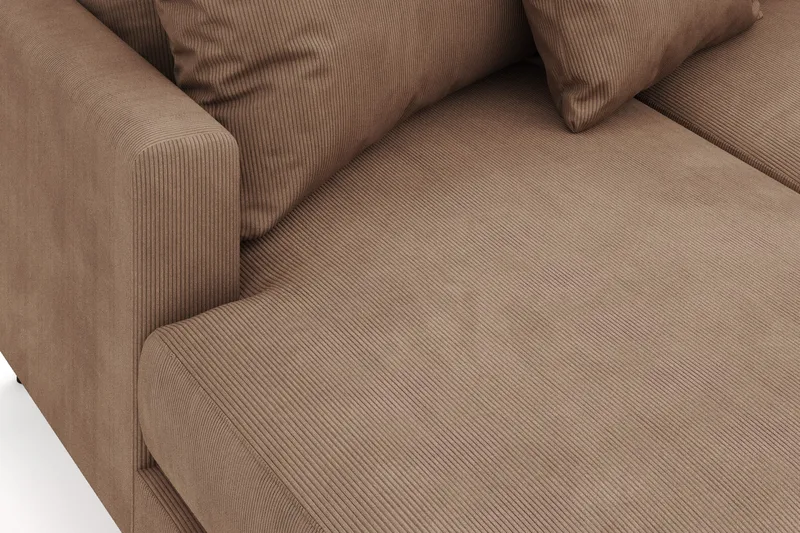 Menard 4-sits Högervänd Stor U-formad Djup Soffa med Divan och Schäslong i Manchester - Brun - Möbler - Soffa - Divansoffa & schäslongsoffa - 4 sits soffa med divan