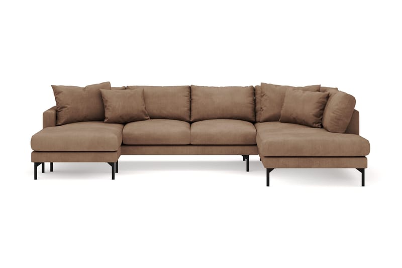 Menard 4-sits Högervänd Stor U-formad Djup Soffa med Divan och Schäslong i Manchester - Brun - Möbler - Soffa - Divansoffa & schäslongsoffa - 4 sits soffa med divan