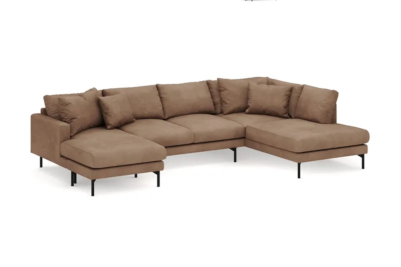 Menard 4-sits Högervänd Stor U-formad Djup Soffa med Divan och Schäslong i Manchester - Brun - Möbler - Soffa - Divansoffa & schäslongsoffa - 4 sits soffa med divan