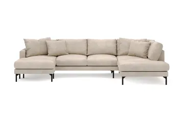 Menard 4-sits Högervänd Stor U-formad Djup Soffa med Divan och Schäslong i Manchester - Greige - Möbler - Soffa - Divansoffa & schäslongsoffa - 4 sits soffa med divan