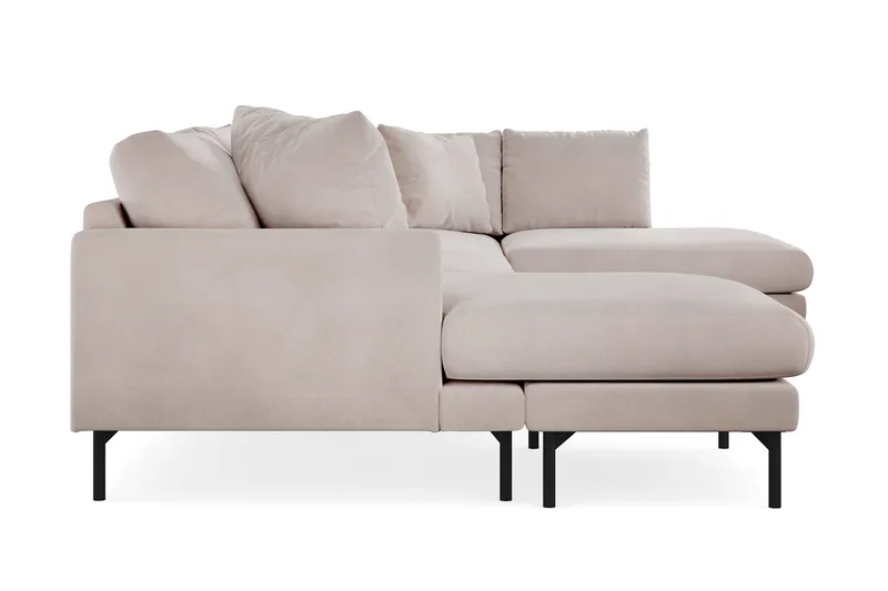 Menard 4-sits Högervänd Stor U-formad Djup Soffa med Divan och Schäslong i Sammet - Beige - Möbler - Soffa - Divansoffa & schäslongsoffa - 4 sits soffa med divan