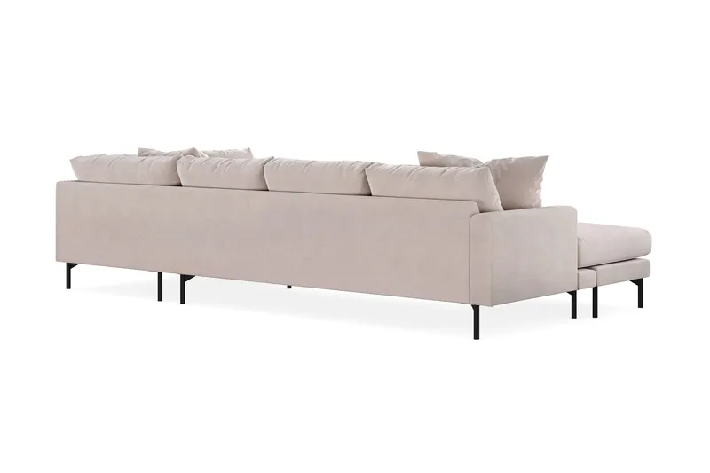 Menard 4-sits Högervänd Stor U-formad Djup Soffa med Divan och Schäslong i Sammet - Beige - Möbler - Soffa - Divansoffa & schäslongsoffa - 4 sits soffa med divan