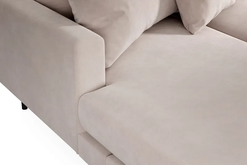 Menard 4-sits Högervänd Stor U-formad Djup Soffa med Divan och Schäslong i Sammet - Beige - Möbler - Soffa - Divansoffa & schäslongsoffa - 4 sits soffa med divan
