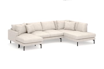 Menard 4-sits Högervänd Stor U-formad Djup Soffa med Divan och Schäslong i Tyg - Beige - Möbler - Soffa - Divansoffa & schäslongsoffa - 4 sits soffa med divan