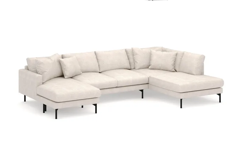Menard 4-sits Högervänd Stor U-formad Djup Soffa med Divan och Schäslong i Tyg - Beige - Möbler - Soffa - Divansoffa & schäslongsoffa - 4 sits soffa med divan