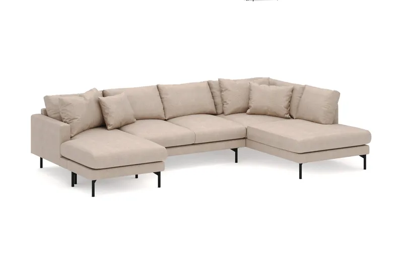 Menard 4-sits Högervänd Stor U-formad Djup Soffa med Divan och Schäslong i Tyg - Beige - Möbler - Soffa - Divansoffa & schäslongsoffa - 4 sits soffa med divan