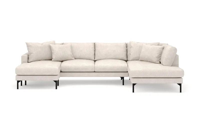 Menard 4-sits Högervänd Stor U-formad Djup Soffa med Divan och Schäslong i Tyg - Beige - Möbler - Soffa - Divansoffa & schäslongsoffa - 4 sits soffa med divan