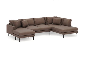 Menard 4-sits Högervänd Stor U-formad Djup Soffa med Divan och Schäslong i Tyg - Brun - Möbler - Soffa - Divansoffa & schäslongsoffa - 4 sits soffa med divan