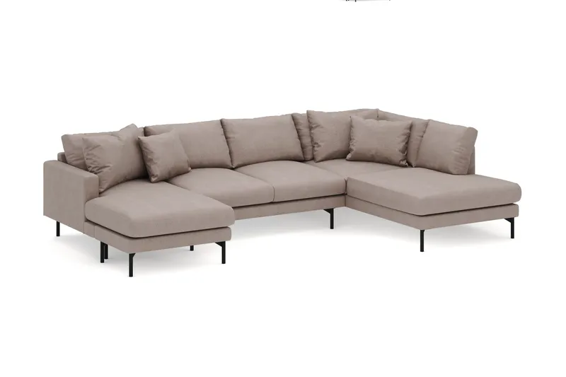 Menard 4-sits Högervänd Stor U-formad Djup Soffa med Divan och Schäslong i Tyg - Brun - Möbler - Soffa - Divansoffa & schäslongsoffa - 4 sits soffa med divan