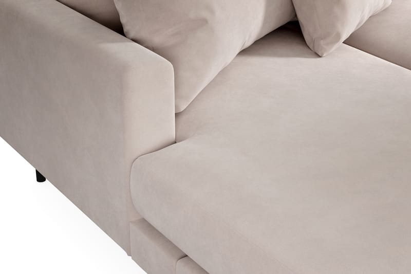 Menard 4-sits Högervänd U-formad Soffa med Divan och Schäslong i Sammet - Beige - Möbler - Soffa - Divansoffa & schäslongsoffa - 4 sits soffa med divan