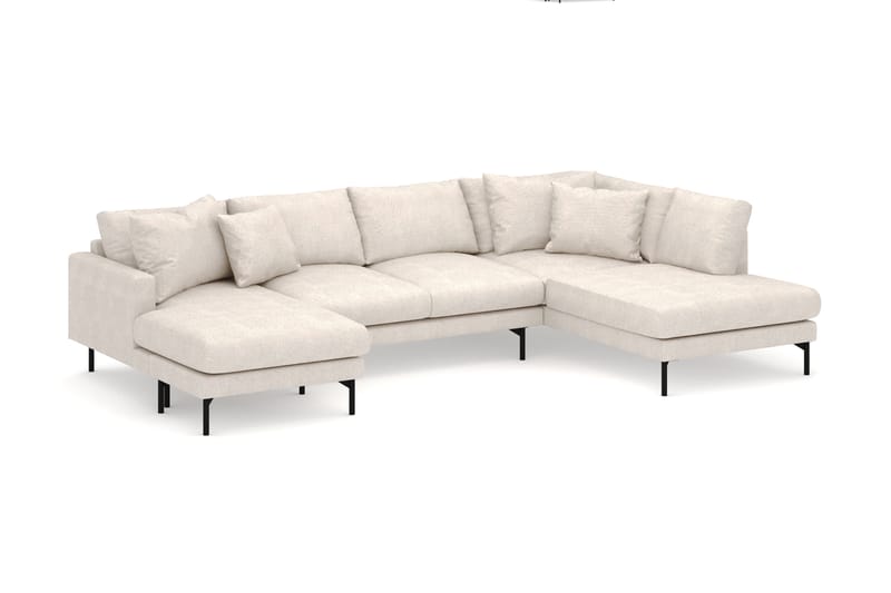 Menard 4-sits Högervänd U-formad Soffa med Divan och Schäslong i Tyg - Beige - Möbler - Soffa - Divansoffa & schäslongsoffa - 4 sits soffa med divan