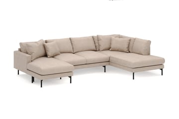 Menard 4-sits Högervänd U-formad Soffa med Divan och Schäslong i Tyg - Beige - Möbler - Soffa - Divansoffa & schäslongsoffa - 4 sits soffa med divan