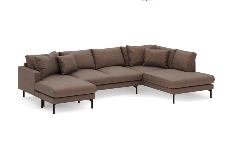 Menard 4-sits Högervänd U-formad Soffa med Divan och Schäslong i Tyg - Brun - Möbler - Soffa - Divansoffa & schäslongsoffa - 4 sits soffa med divan