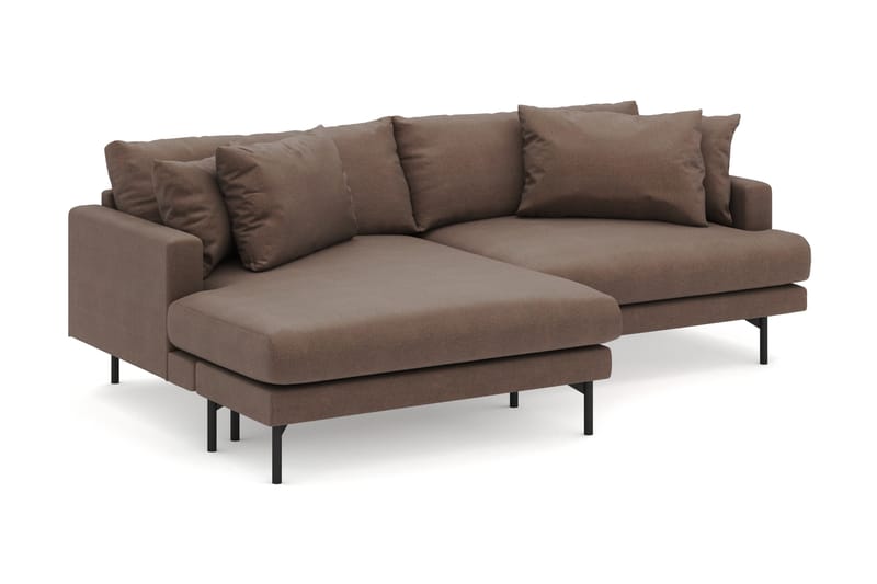 Menard 4-sits Vänstervänd L-formad Divansoffa i Tyg - Brun - Möbler - Soffa - Divansoffa & schäslongsoffa - 4 sits soffa med divan