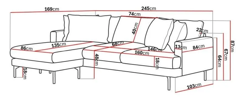 Menard 4-sits Vänstervänd L-formad Djup Divansoffa i Manchester - Greige - Möbler - Soffa - Divansoffa & schäslongsoffa - 4 sits soffa med divan