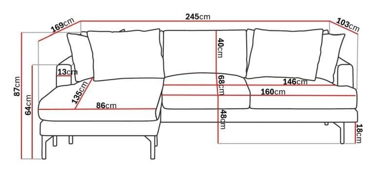 Menard 4-sits Vänstervänd L-formad Djup Divansoffa i Tyg - Beige - Möbler - Soffa - Divansoffa & schäslongsoffa - 4 sits soffa med divan