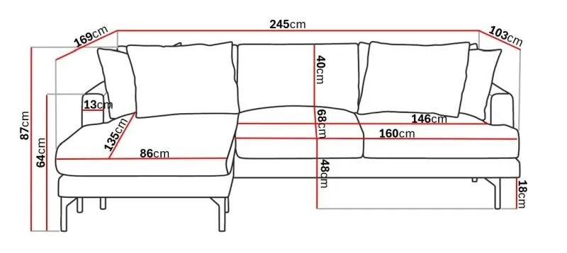 Menard 4-sits Vänstervänd L-formad Djup Divansoffa i Tyg - Beige - Möbler - Soffa - Divansoffa & schäslongsoffa - 4 sits soffa med divan