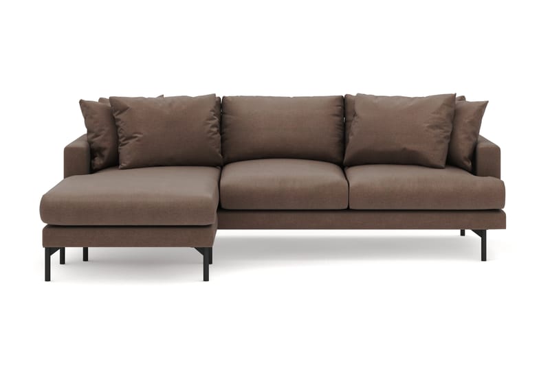 Menard 4-sits Vänstervänd L-formad Djup Divansoffa i Tyg - Brun - Möbler - Soffa - Divansoffa & schäslongsoffa - 3 sits soffa med divan