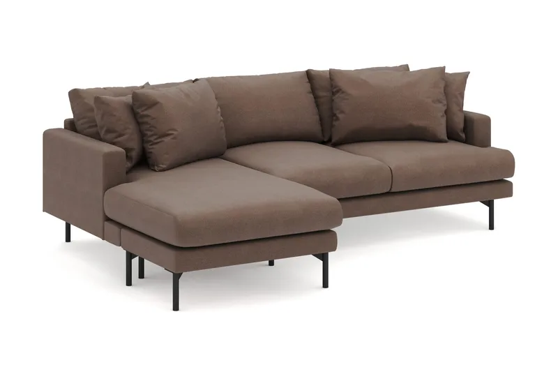 Menard 4-sits Vänstervänd L-formad Djup Divansoffa i Tyg - Brun - Möbler - Soffa - Divansoffa & schäslongsoffa - 3 sits soffa med divan