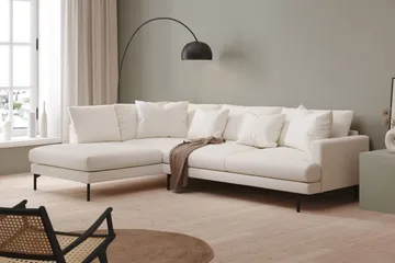 Menard 4-sits Vänstervänd L-formad Djup Schäslongsoffa i Bouclé - Vit - Möbler - Soffa - Divansoffa & schäslongsoffa - 4 sits soffa med divan