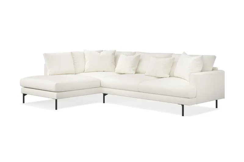 Menard 4-sits Vänstervänd L-formad Djup Schäslongsoffa i Bouclé - Vit - Möbler - Soffa - Divansoffa & schäslongsoffa - 4 sits soffa med divan