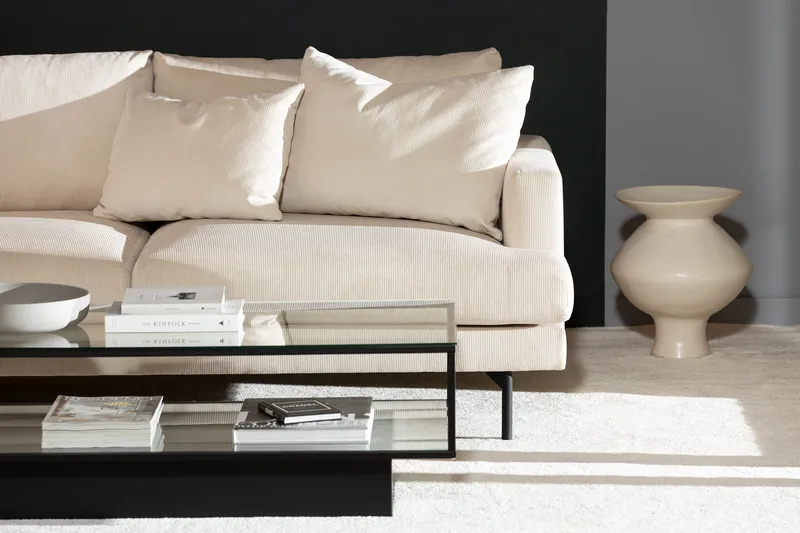 Menard 4-sits Vänstervänd L-formad Djup Schäslongsoffa i Manchester - Beige - Möbler - Soffa - Divansoffa & schäslongsoffa - 4 sits soffa med divan