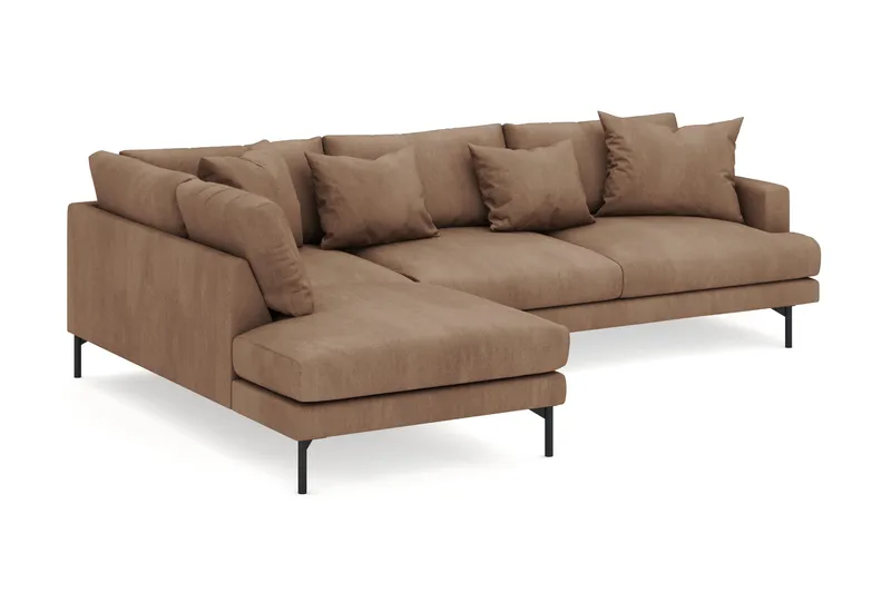 Menard 4-sits Vänstervänd L-formad Djup Schäslongsoffa i Manchester - Brun - Möbler - Soffa - Divansoffa & schäslongsoffa - 4 sits soffa med divan