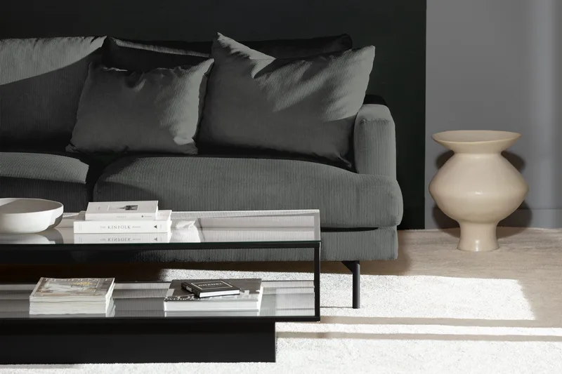 Menard 4-sits Vänstervänd L-formad Djup Schäslongsoffa i Manchester - Grå - Möbler - Soffa - Divansoffa & schäslongsoffa - 4 sits soffa med divan