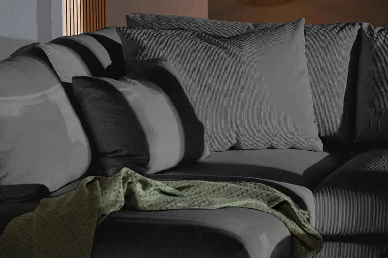 Menard 4-sits Vänstervänd L-formad Djup Schäslongsoffa i Manchester - Grå - Möbler - Soffa - Divansoffa & schäslongsoffa - 4 sits soffa med divan