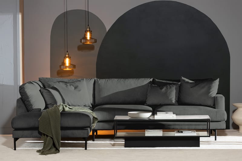 Menard 4-sits Vänstervänd L-formad Djup Schäslongsoffa i Manchester - Grå - Möbler - Soffa - Divansoffa & schäslongsoffa - 4 sits soffa med divan