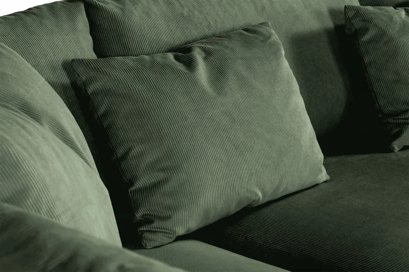 Menard 4-sits Vänstervänd L-formad Djup Schäslongsoffa i Manchester - Grön - Möbler - Soffa - Divansoffa & schäslongsoffa - 4 sits soffa med divan