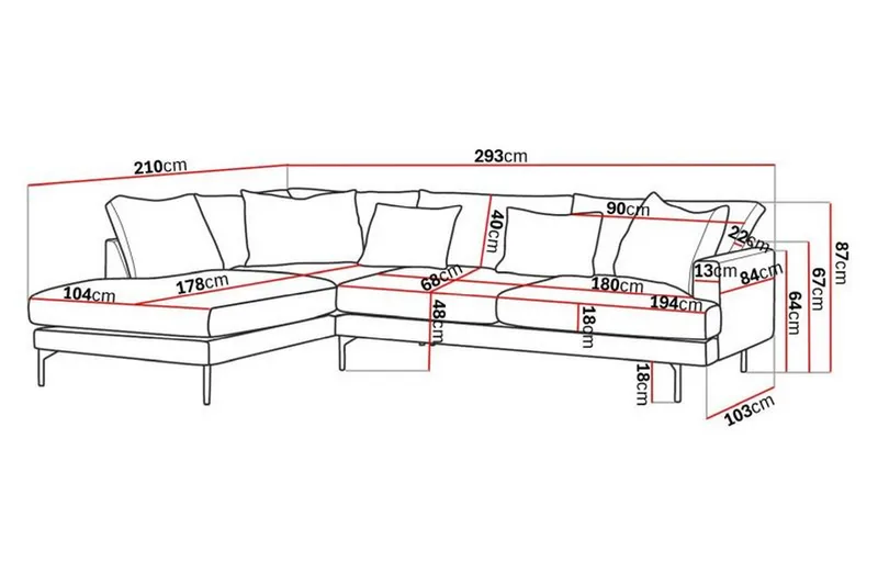 Menard 4-sits Vänstervänd L-formad Djup Schäslongsoffa i Manchester - Grön - Möbler - Soffa - Divansoffa & schäslongsoffa - 4 sits soffa med divan
